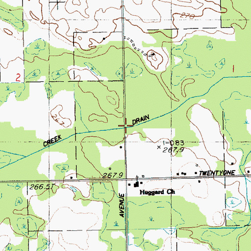 Topographic Map of Alder Creek Drain, MI