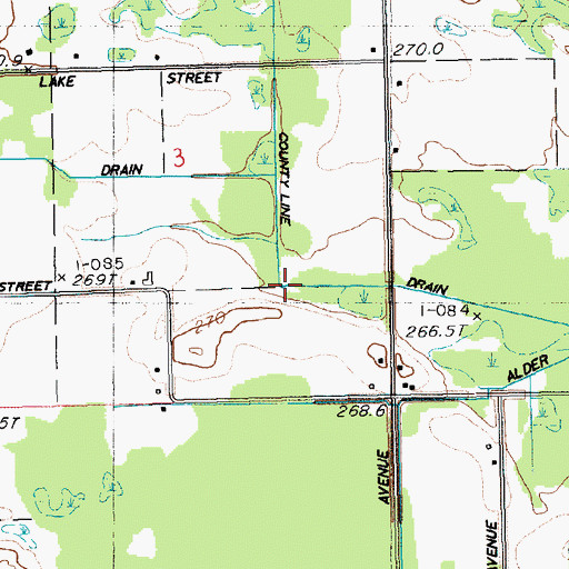 Topographic Map of County Line Drain, MI