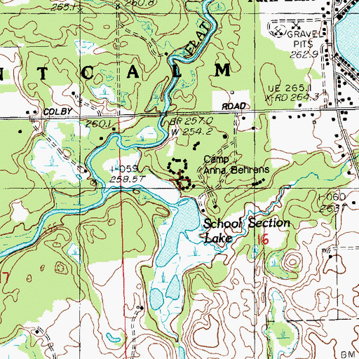 Topographic Map of Camp Anna Behrens, MI