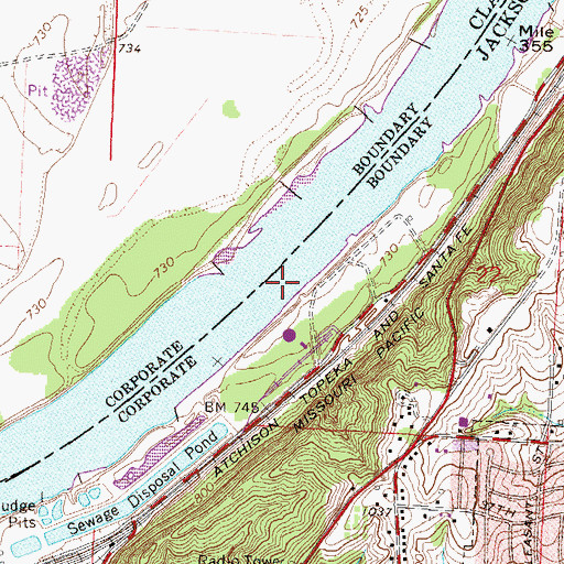 Topographic Map of Big Blue Bend, MO