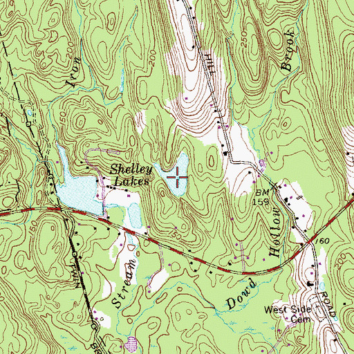 Topographic Map of Shelley Lakes, CT