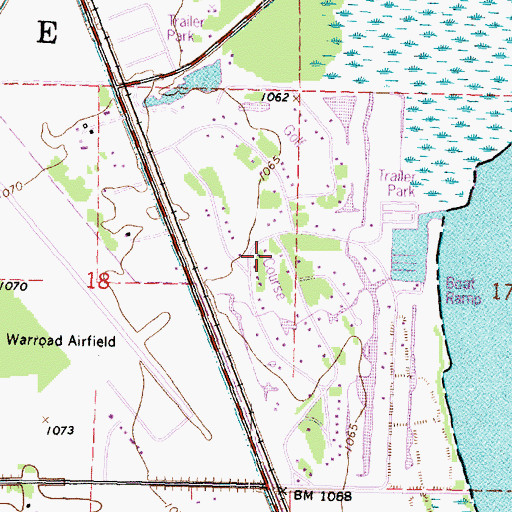 Topographic Map of Warroad Estates Golf Course, MN