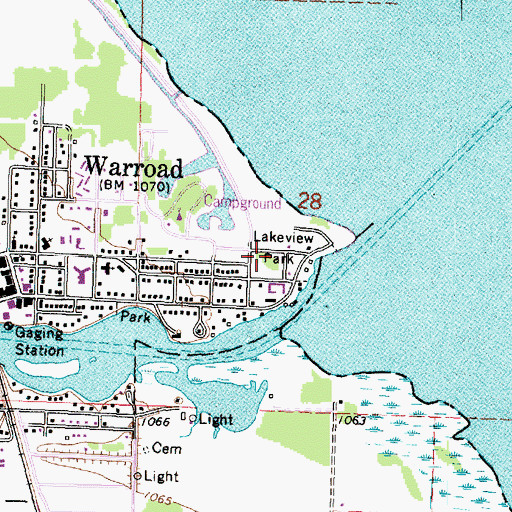Topographic Map of Warroad City Park, MN