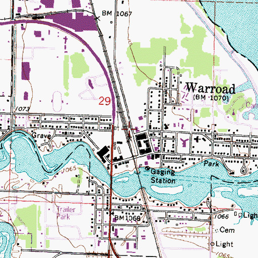 Topographic Map of Warroad Station, MN