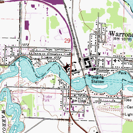 Topographic Map of Warroad Elementary School, MN