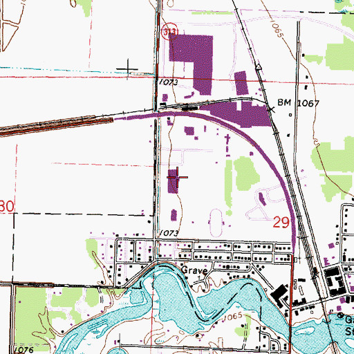 Topographic Map of Warroad High School, MN