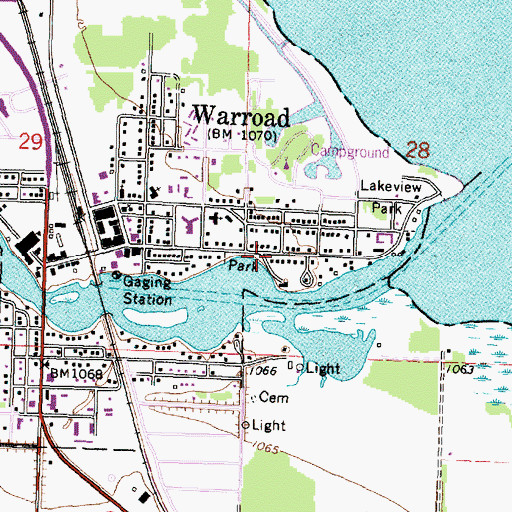 Topographic Map of Warroad Historical Marker, MN