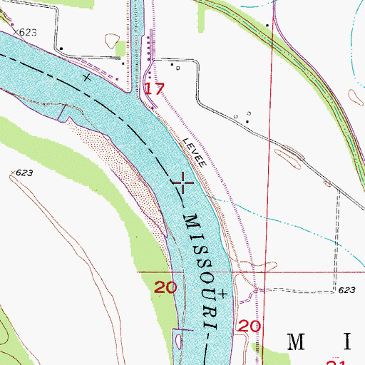 Topographic Map of Little Missouri Bend, MO