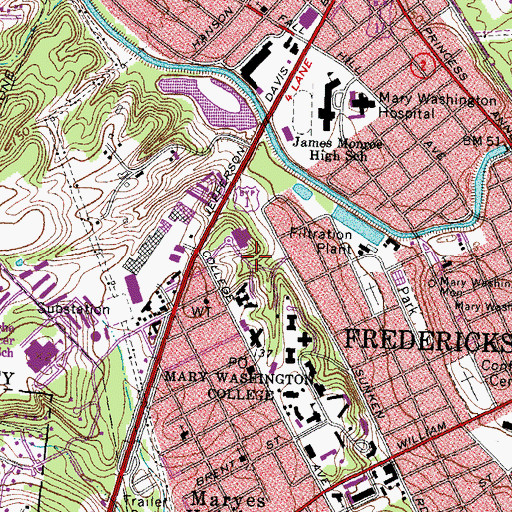 Topographic Map of Arrington Hall, VA