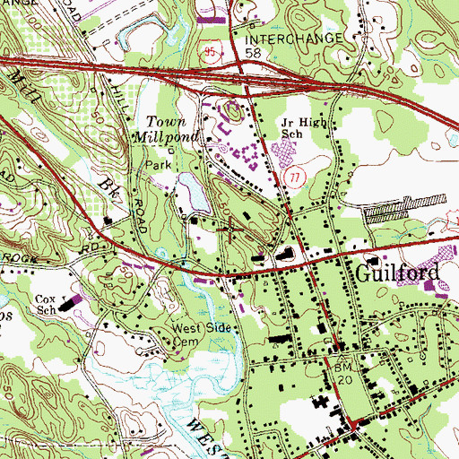 Topographic Map of Spinning Mill Brook, CT