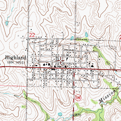 Topographic Map of Doniphan County Fire District 2 Highland, KS