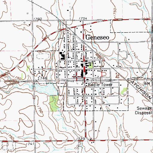 Topographic Map of Geneseo Fire Department, KS