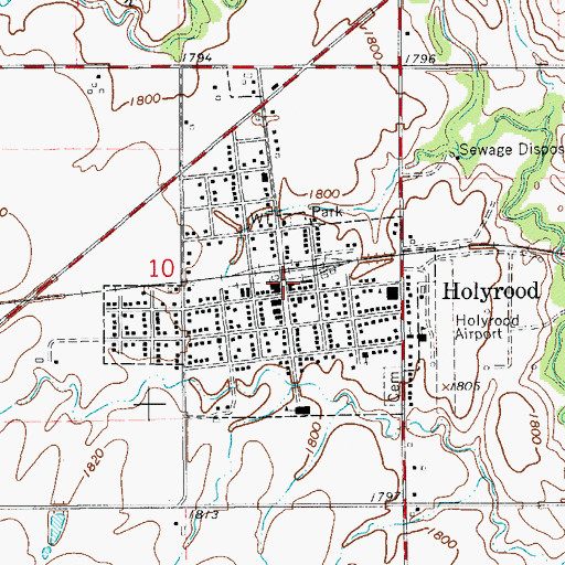 Topographic Map of Holyrood Fire Department, KS