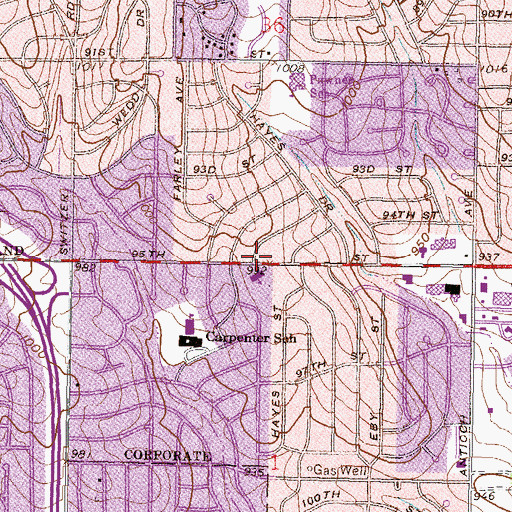 Topographic Map of Overland Park Fire Department Administration Offices, KS