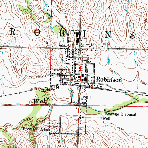 Topographic Map of Robinson Fire Department, KS