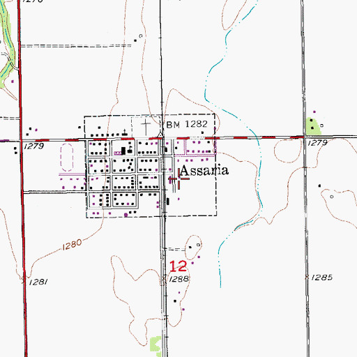 Topographic Map of Saline County Fire District 2 - Assaria Station, KS