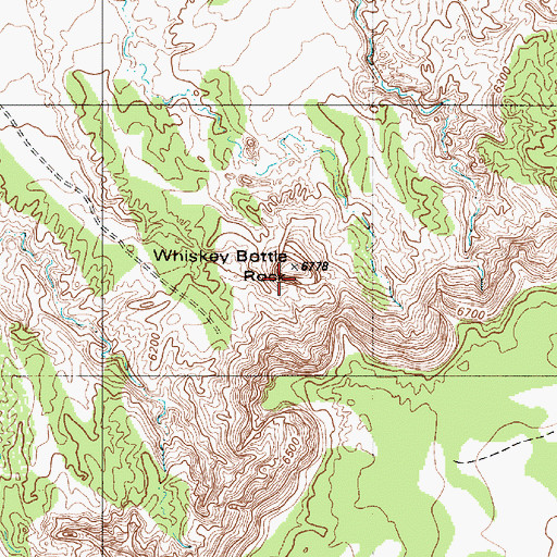Topographic Map of Whiskey Bottle Rock, AZ