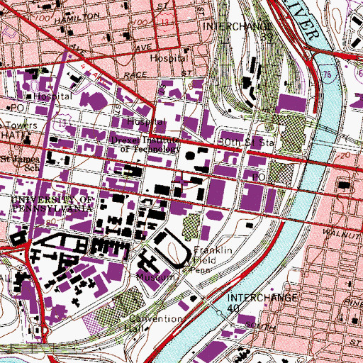Topographic Map of MacAlister Hall, PA