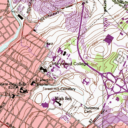Topographic Map of Loughran Hall, PA