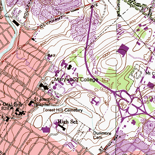 Topographic Map of Robert J Mellow Center for Athletics and Wellness, PA