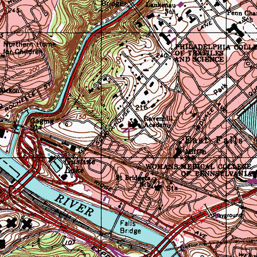 Topographic Map of Fortess Hall, PA