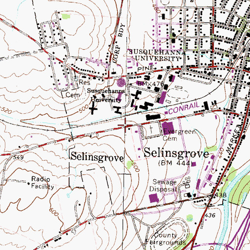 Topographic Map of Shobert Hall, PA