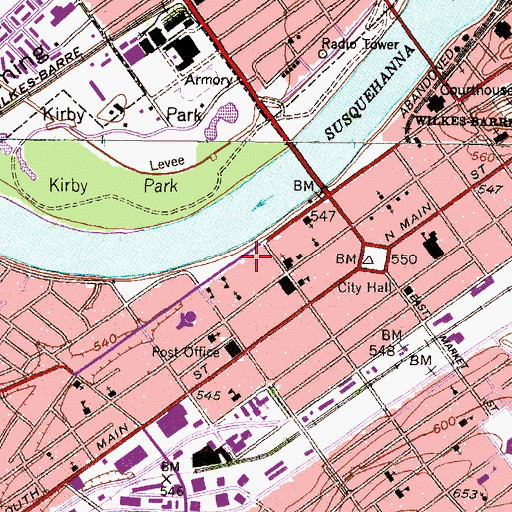 Topographic Map of William Hillard Conyngham Student Center, PA