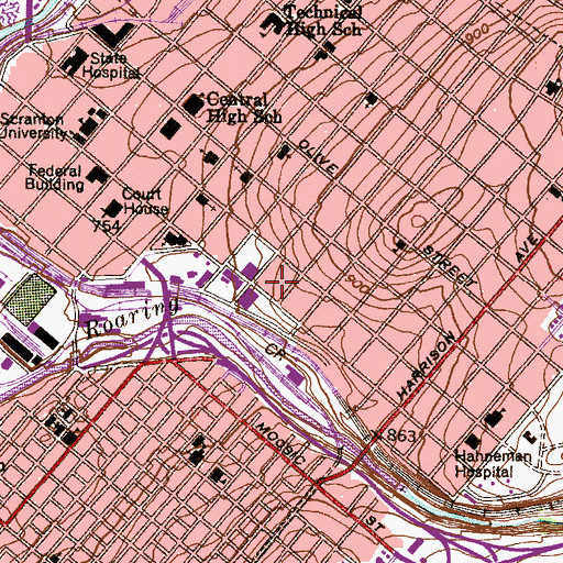 Topographic Map of Denis Edward Hall, PA