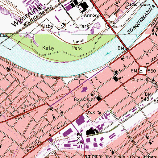 Topographic Map of John Doane Hall, PA