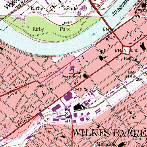 Topographic Map of Marjorie Passan Hall, PA