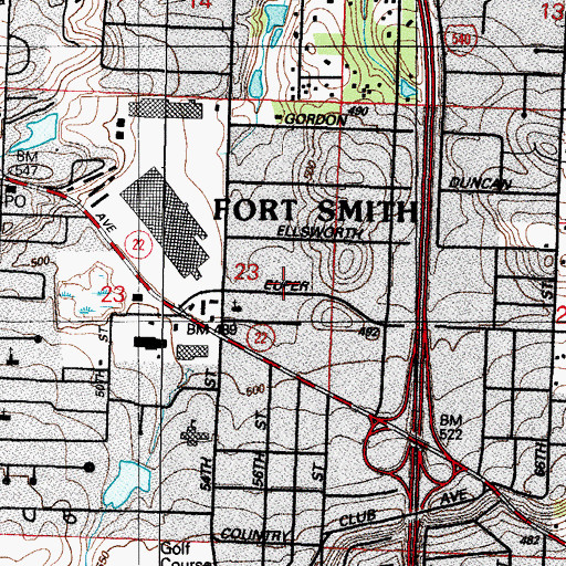 Topographic Map of Fort Smith Fire Department Station 7, AR