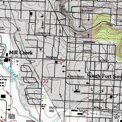 Topographic Map of Fort Smith Fire Department Station 8, AR