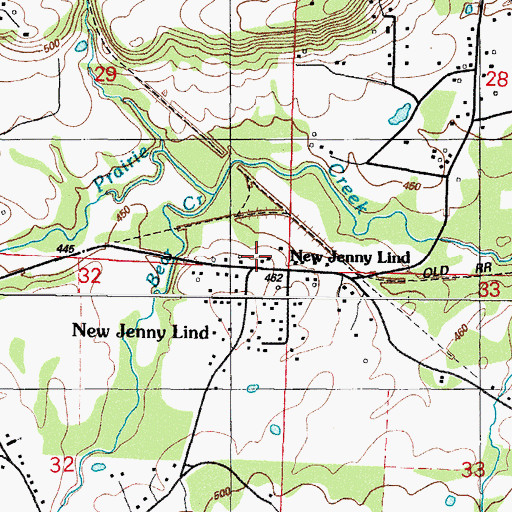 Topographic Map of Jenny Lind Fire Department, AR