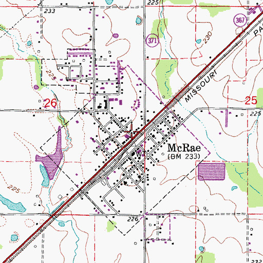Topographic Map of McRae Volunteer Fire Station 2, AR