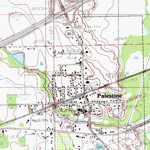 Topographic Map of Palestine Fire Station, AR