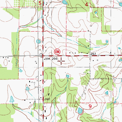 Topographic Map of Tri - Community Volunteer Fire Department Station 2, AR