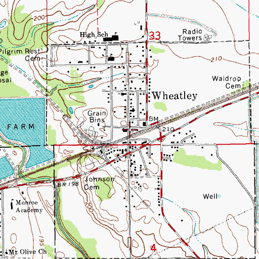 Topographic Map of Wheatley Fire Department, AR