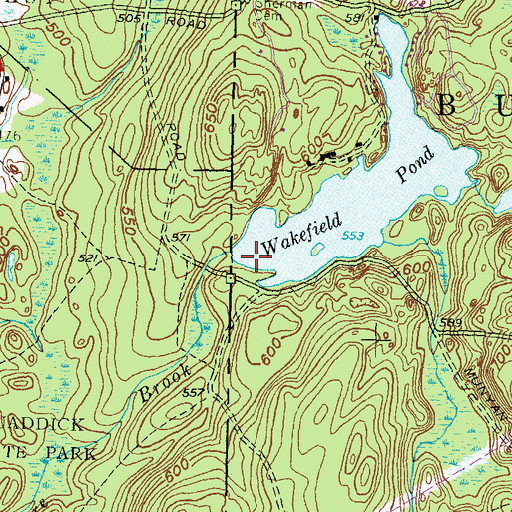Topographic Map of Wakefield Pond, CT