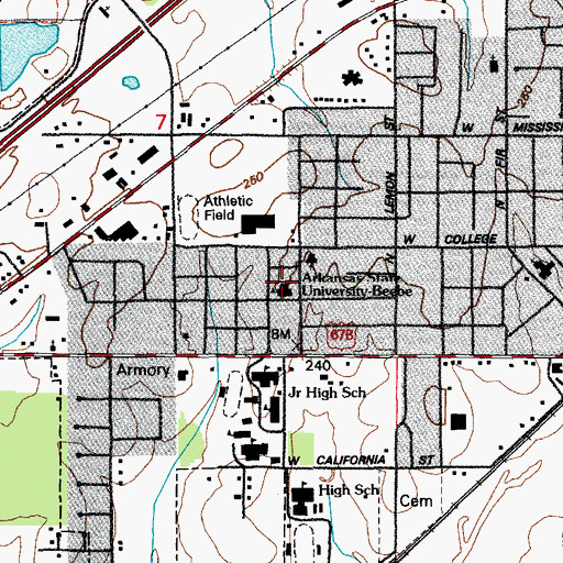 Topographic Map of Arkansas State University Police Department Beebe, AR