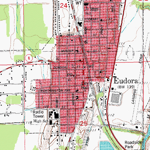 Topographic Map of Eudora Police Department, AR