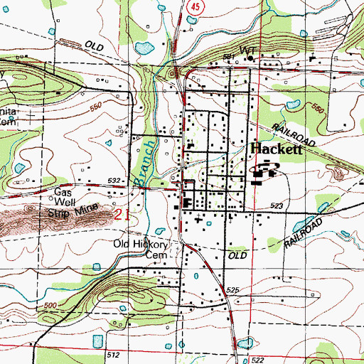 Topographic Map of Hackett Police Department, AR