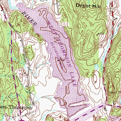 Topographic Map of West Thompson Lake, CT