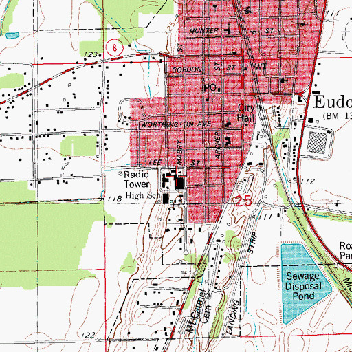 Topographic Map of Eudora Elementary School, AR
