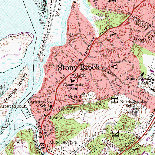 Topographic Map of Stony Brook Methodist Cemetery, NY