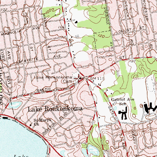 Topographic Map of Lake Ronkonkoma United Methodist Church, NY