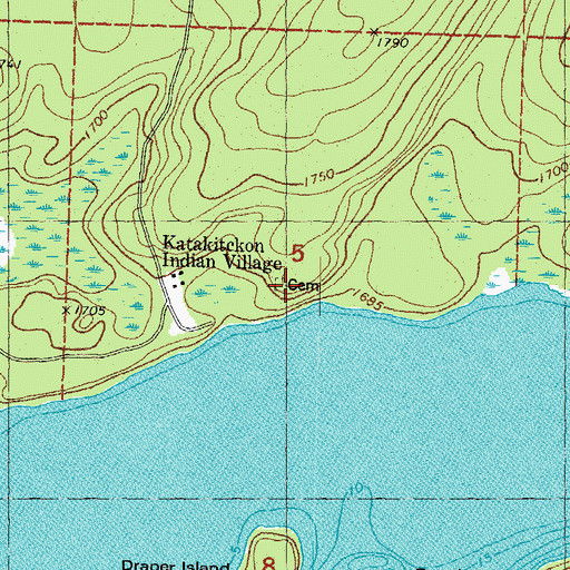 Topographic Map of Katakikon Indian Village Cemetery, MI