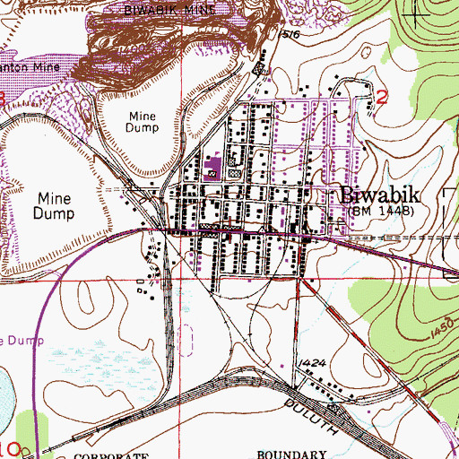 Topographic Map of Biwabik City Hall, MN