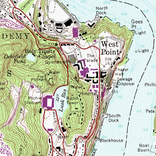 Topographic Map of Cadet Chapel, NY