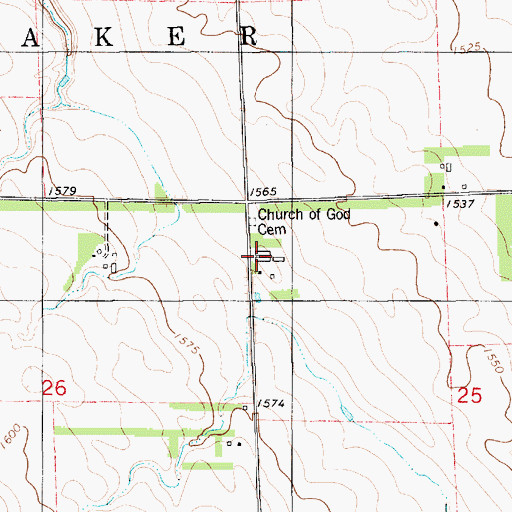 Topographic Map of Church of God (historical), SD