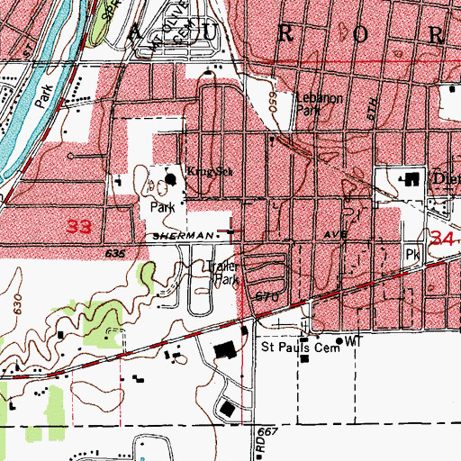 Topographic Map of Saint Olaf Evangelical Lutheran Church, IL